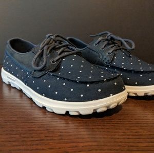 Skechers GOwalk Boat Shoes - 8 - New - Navy Dots